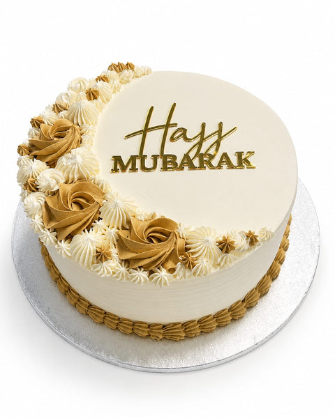 NFSC0211, 8" Round Cake with Hajj Mubarak Topper